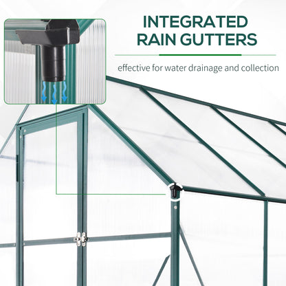 Walk-In Greenhouse Outdoor Polycarbonate Aluminium with Foundation Plant Bed