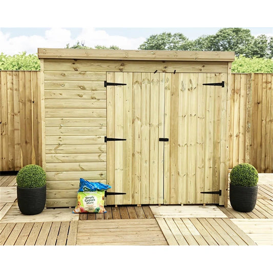 Tonks 8 X 7 Windowless Pressure Treated Tongue and Groove Pent Shed with Double Doors