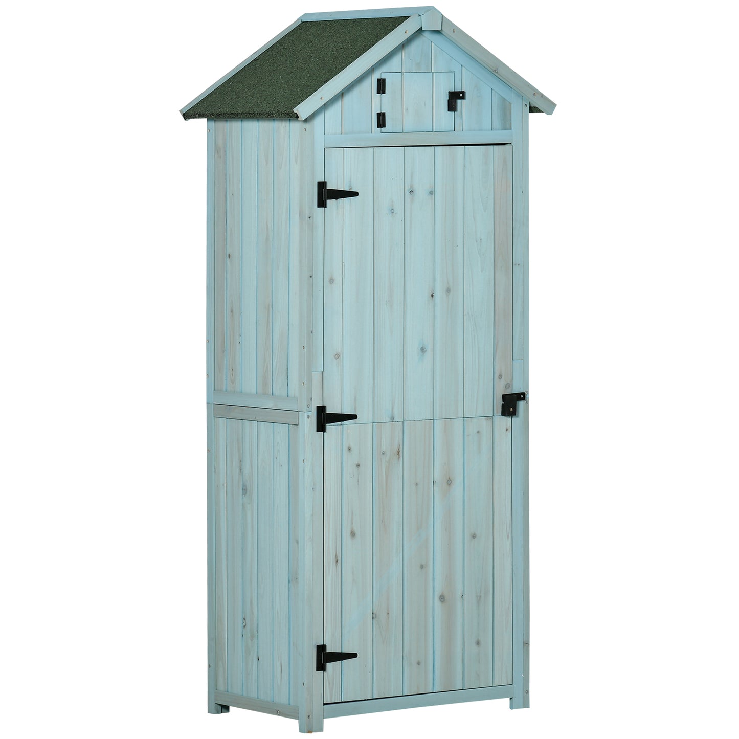 Garden Storage Shed 3 Shelves Tool House W/ Asphalt Roof 77 X 54 X 179 Cm