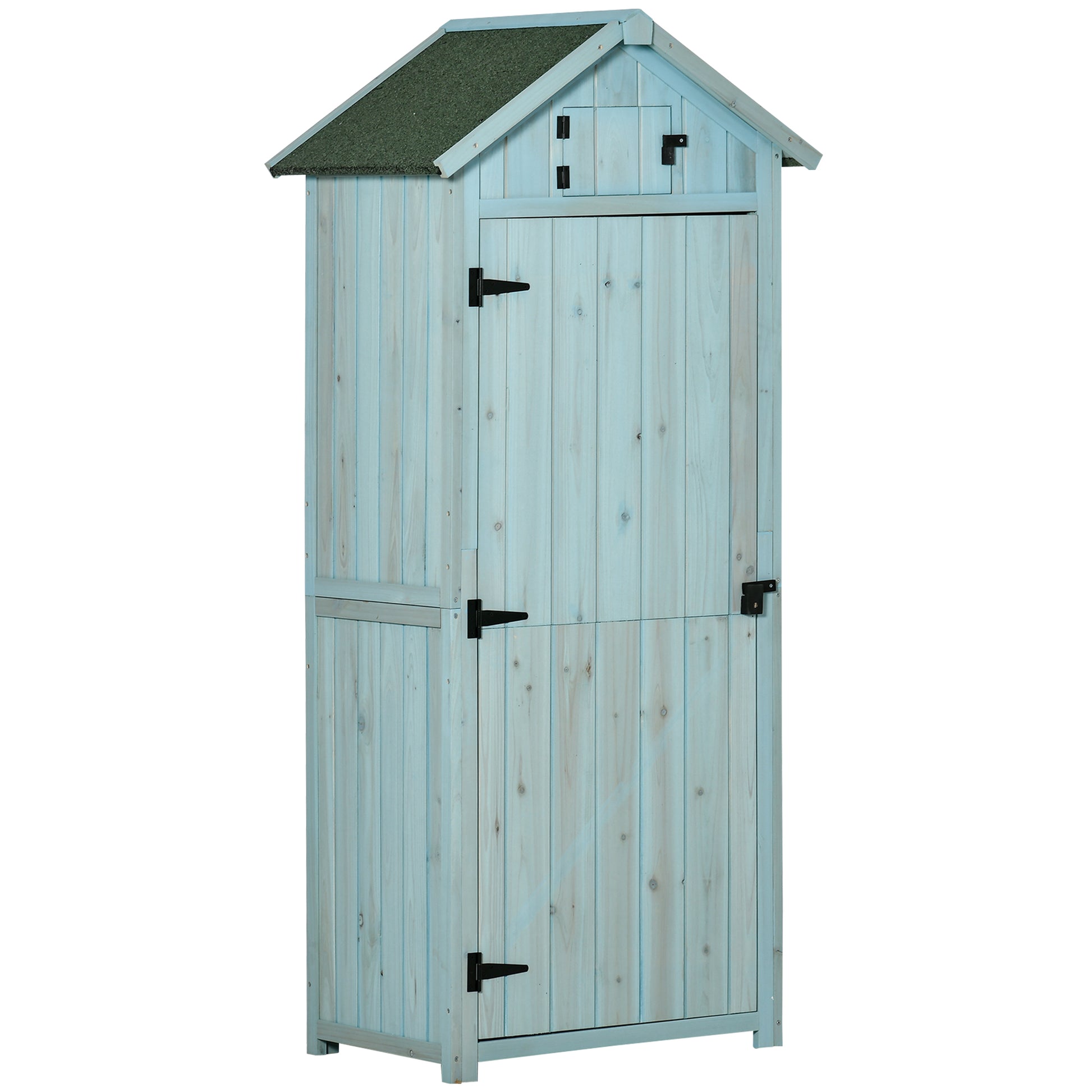 Garden Storage Shed 3 Shelves Tool House W/ Asphalt Roof 77 X 54 X 179 Cm