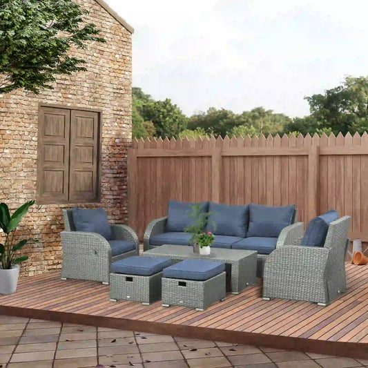 Outsunny Six-piece Outdoor Rattan Dining Set