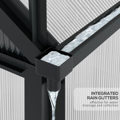 Polycarbonate Walk-In Garden Greenhouse Aluminium Frame Slide Door Window