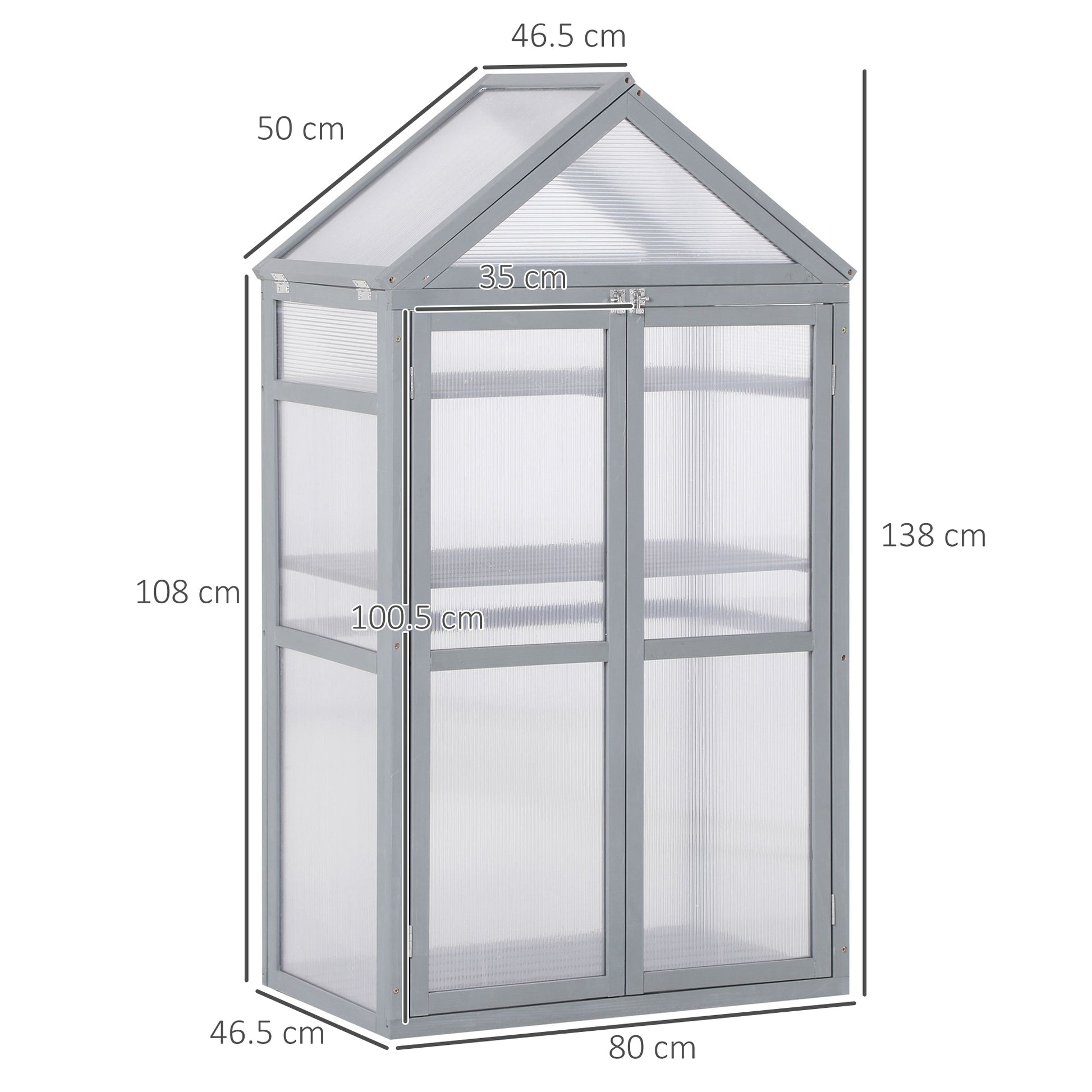 80 X 47 X 138 Cm Wooden Cold Frame Greenhouse for Plants Vegetables Flowers