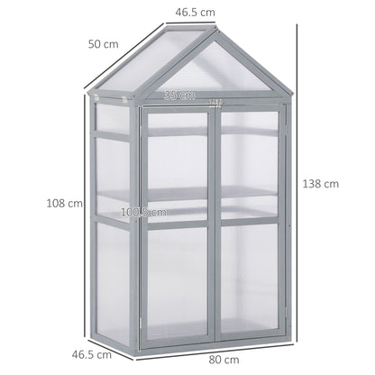 80 X 47 X 138 Cm Wooden Cold Frame Greenhouse for Plants Vegetables Flowers