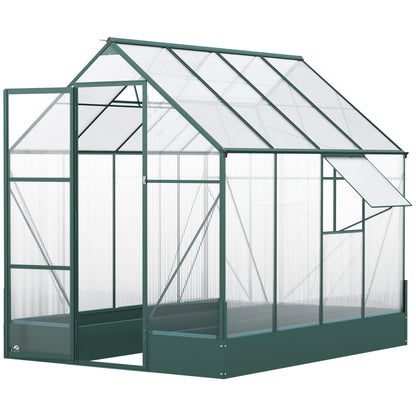 Walk-In Greenhouse Outdoor Polycarbonate Aluminium with Foundation Plant Bed