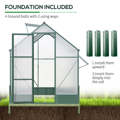 Walk-In Greenhouse Outdoor Polycarbonate Aluminium with Foundation Plant Bed