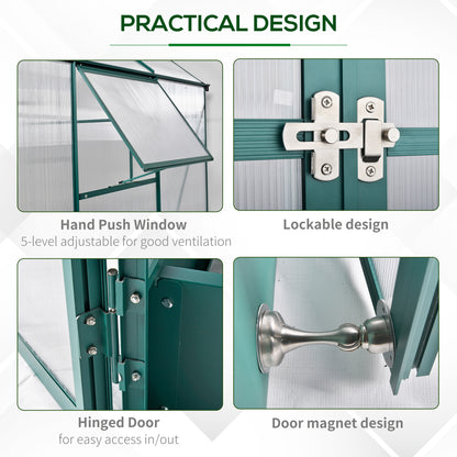 Walk-In Greenhouse Outdoor Polycarbonate Aluminium with Foundation Plant Bed