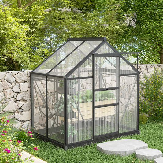 Polycarbonate Walk-In Garden Greenhouse Aluminium Frame Slide Door Window