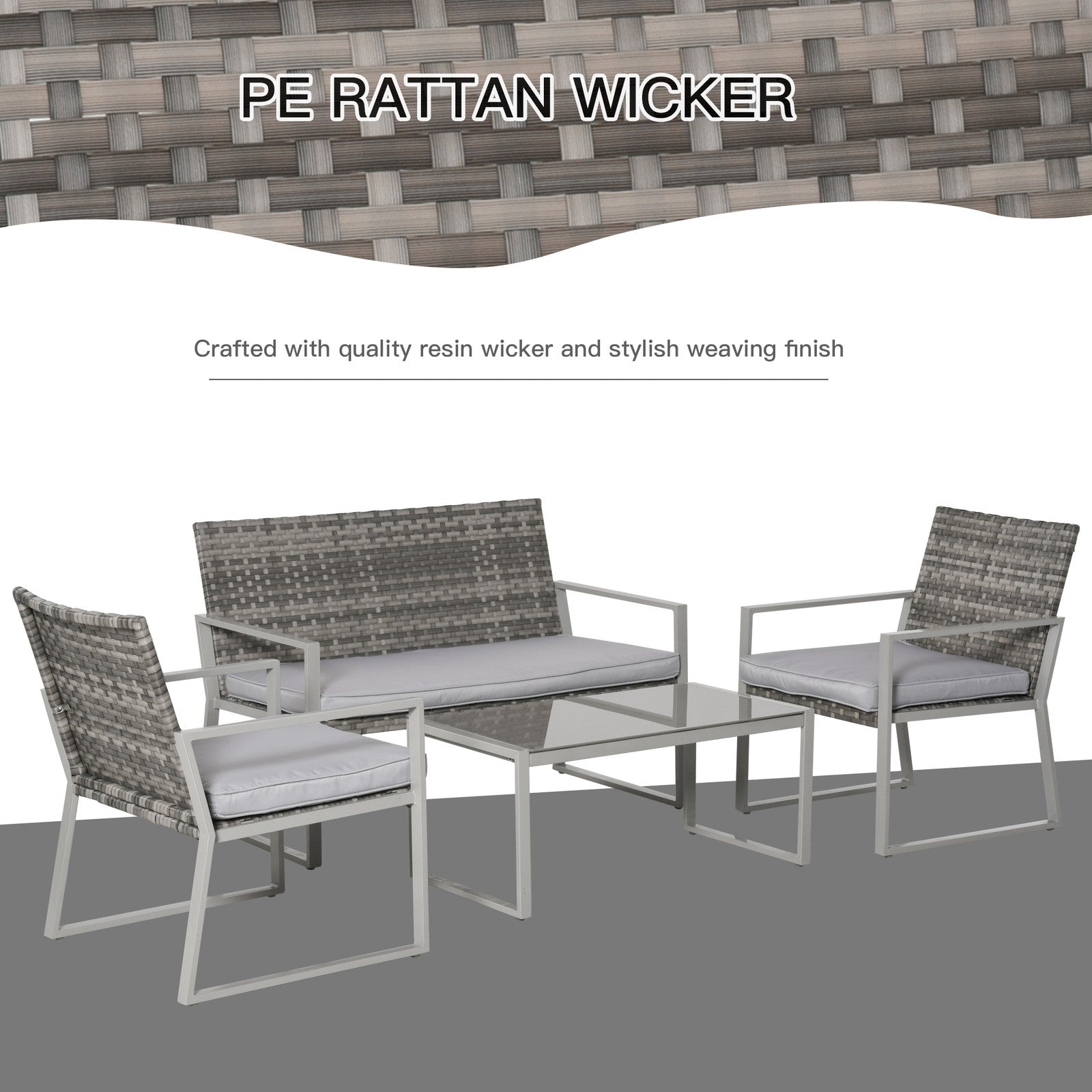 4-Piece Deluxe Outdoor Patio PE Rattan Wicker Sofa Chaise Lounge Furniture Set