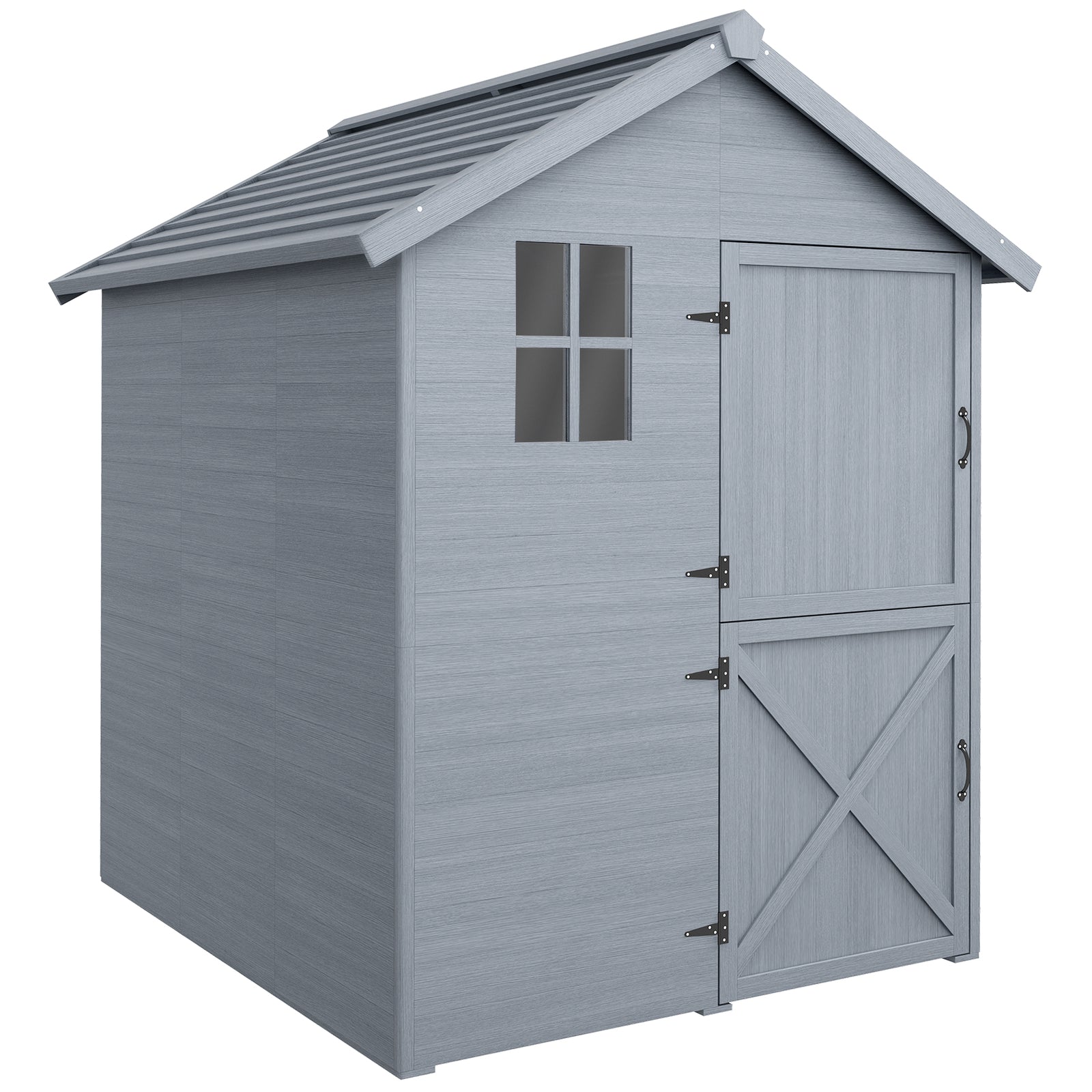 6 X 6.5FT Wooden Shed, Outdoor Storage Shed with Floor and Clear Window