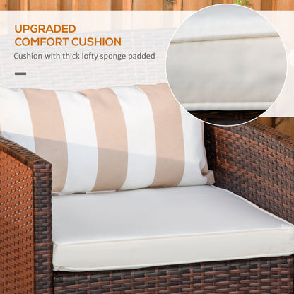3 Pcs Rattan Outdoor Patio Set 2 Cushioned Single Sofa Coffee Table Conservatory
