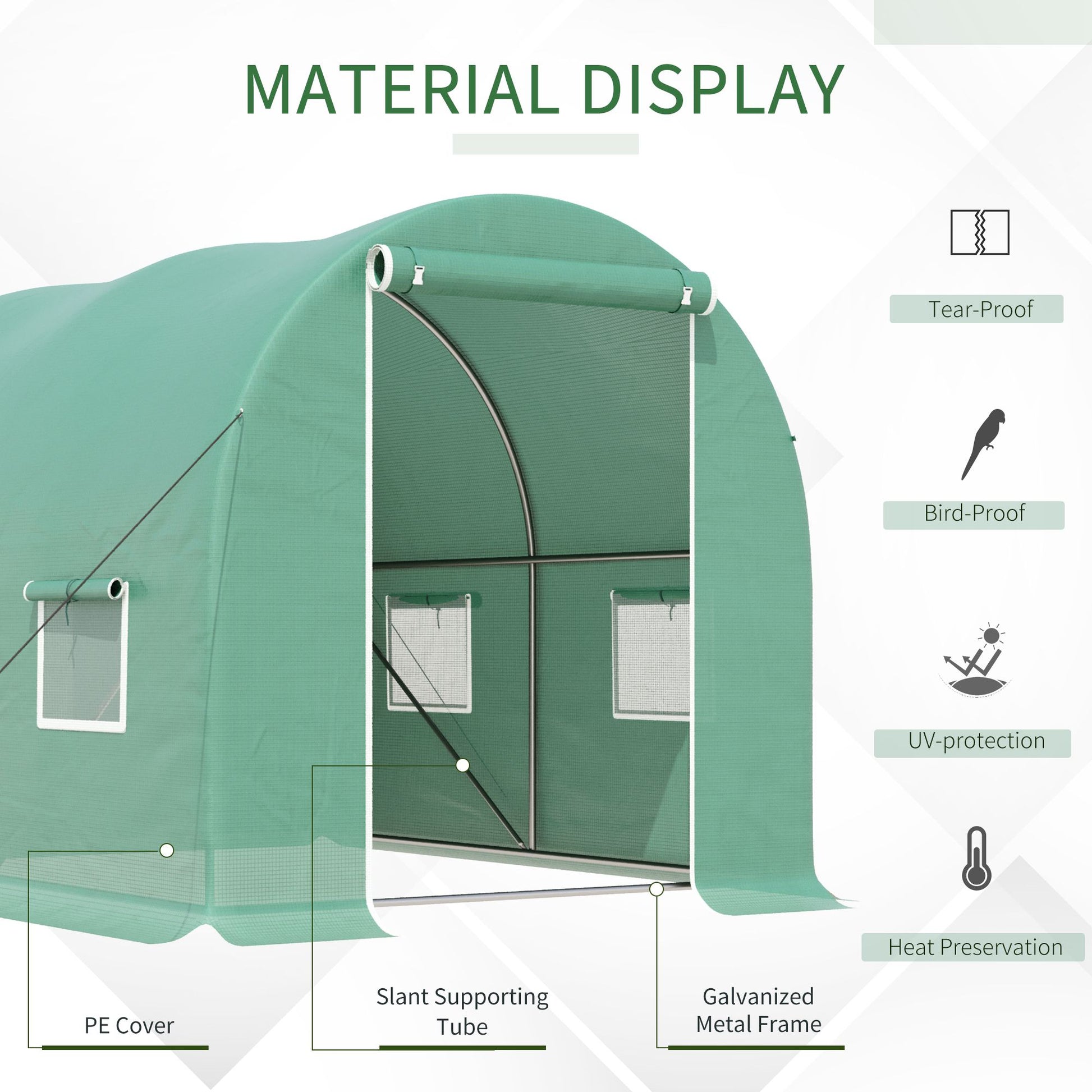 Greenhouse Polytunnel Flower Walk-In Shed Growing Steel Outdoor W/ Zipped Door