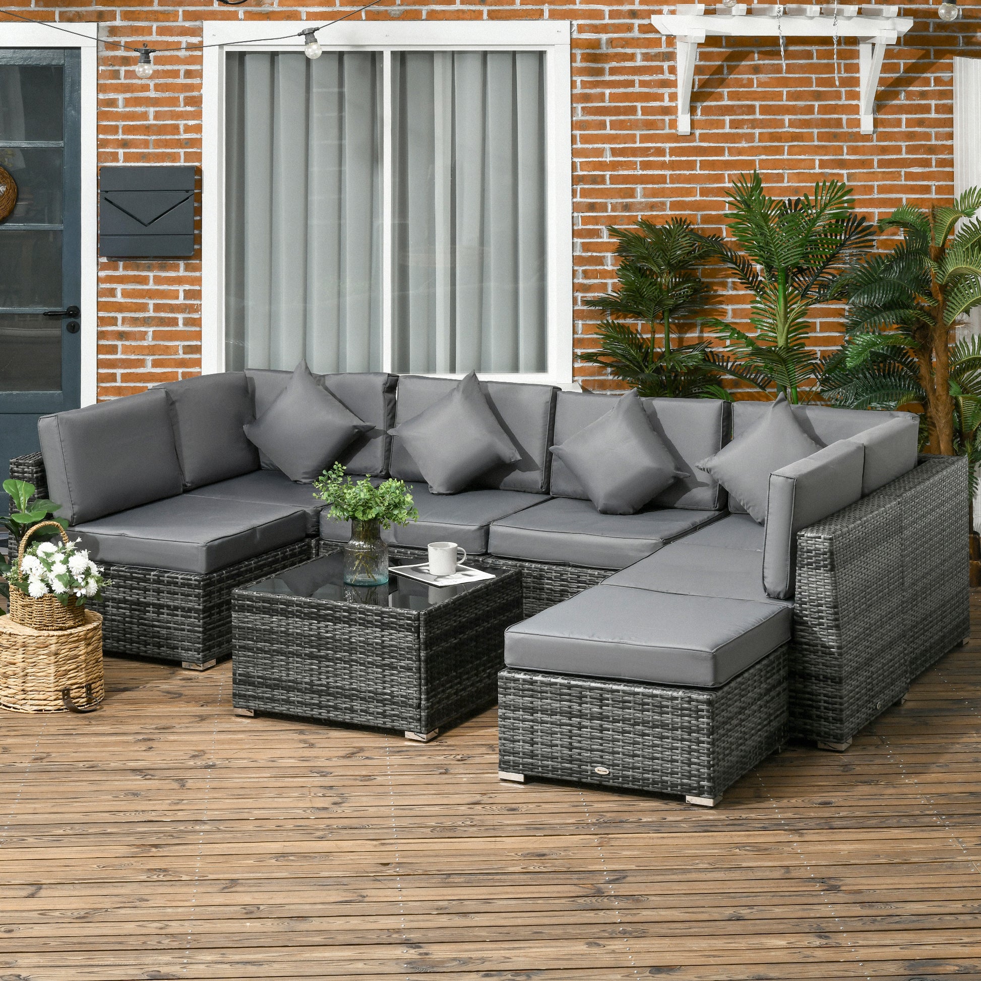 Rattan Outdoor Garden Furniture Patio Corner Sofa Set with Cushions