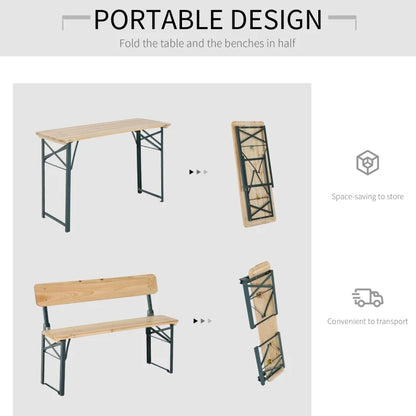 Outsunny Portable Folding Camping Picnic Trestle Beer Table