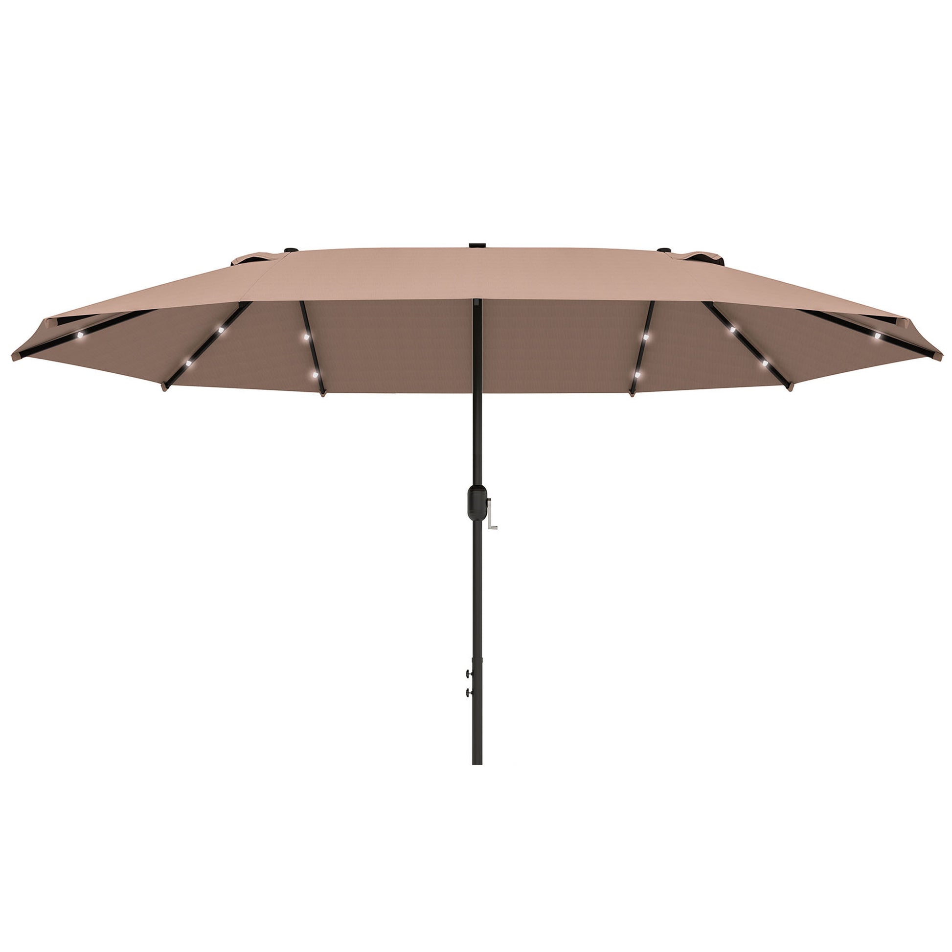 4.4M Double-Sided Sun Umbrella Patio Parasol with LED Solar Lights for Garden