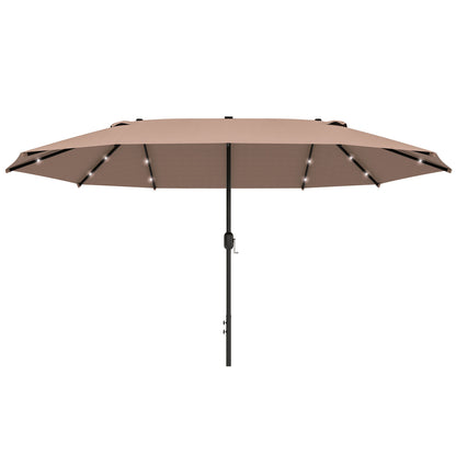 4.4M Double-Sided Sun Umbrella Patio Parasol with LED Solar Lights for Garden