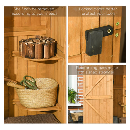 Garden Storage Shed 3 Utility Shelf Tool House W/ Asphalt Roof Lockabke Door