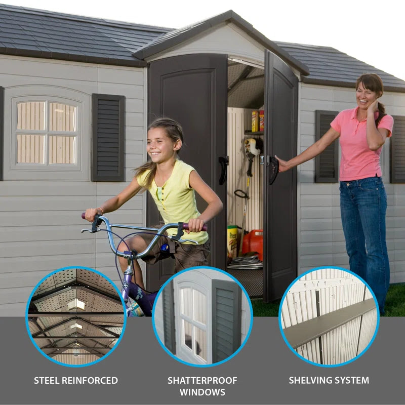 15 Ft. X 8 Ft. High-Density Polyethylene (Plastic) Outdoor Storage Shed with Steel-Reinforced Construction