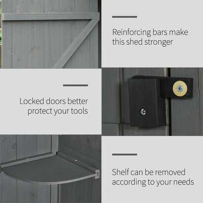 Garden Storage Shed 3 Utility Shelf Tool House W/ Asphalt Roof Lockabke Door