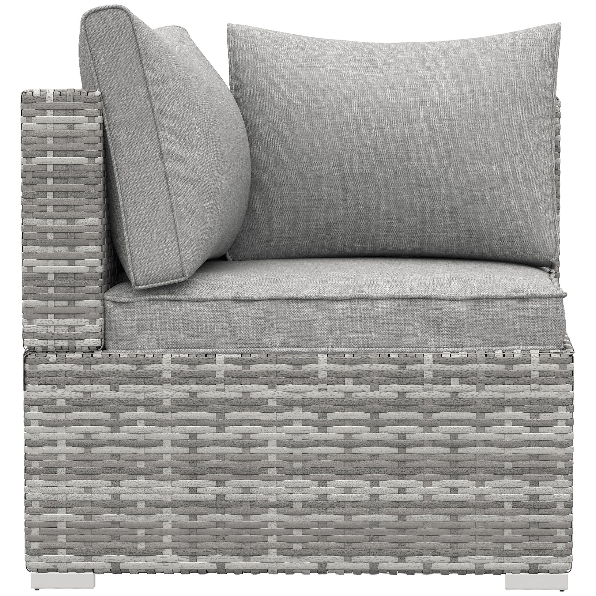Garden Outdoor Rattan Corner Sofa,Single Sofa,Coffee Table Grey/Deep Grey
