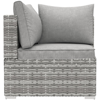 Garden Outdoor Rattan Corner Sofa,Single Sofa,Coffee Table Grey/Deep Grey