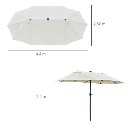 4.4M Double-Sided Sun Umbrella Patio Parasol with LED Solar Lights for Garden