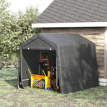 2.8M X 2.4M Garden Garage Storage Tent Metal Frame Bike Shed W/ Zipper Doors