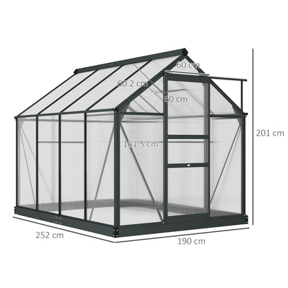 Polycarbonate Walk-In Garden Greenhouse Aluminium Frame Slide Door Window