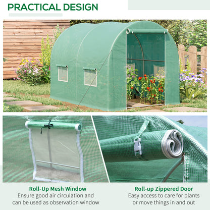 Greenhouse Polytunnel Flower Walk-In Shed Growing Steel Outdoor W/ Zipped Door
