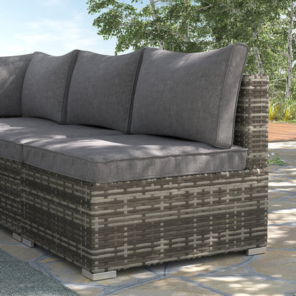 Garden Outdoor Rattan Corner Sofa,Single Sofa,Coffee Table Grey/Deep Grey