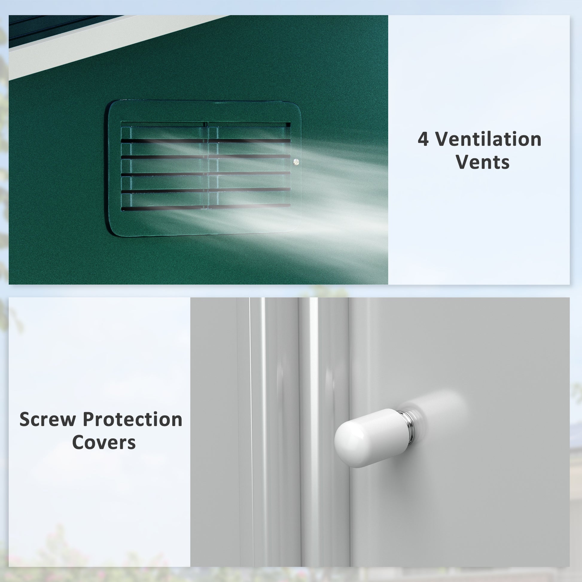 Garden Storage Shed with Ventilation Double Sliding Door Outdoor Tool Box