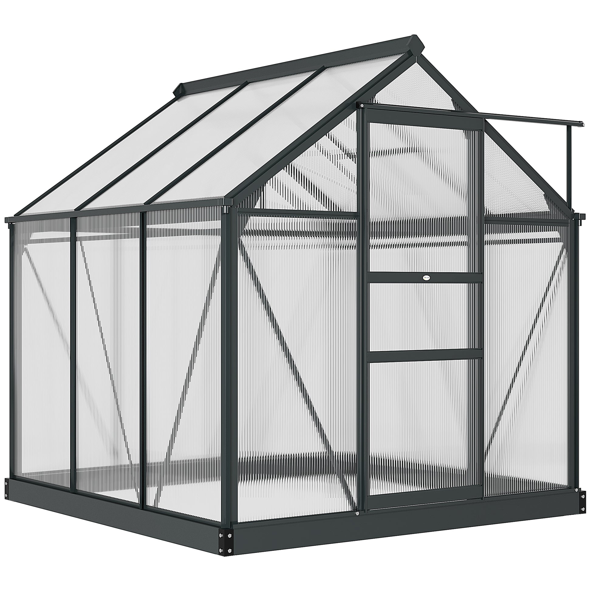 Polycarbonate Walk-In Garden Greenhouse Aluminium Frame Slide Door Window