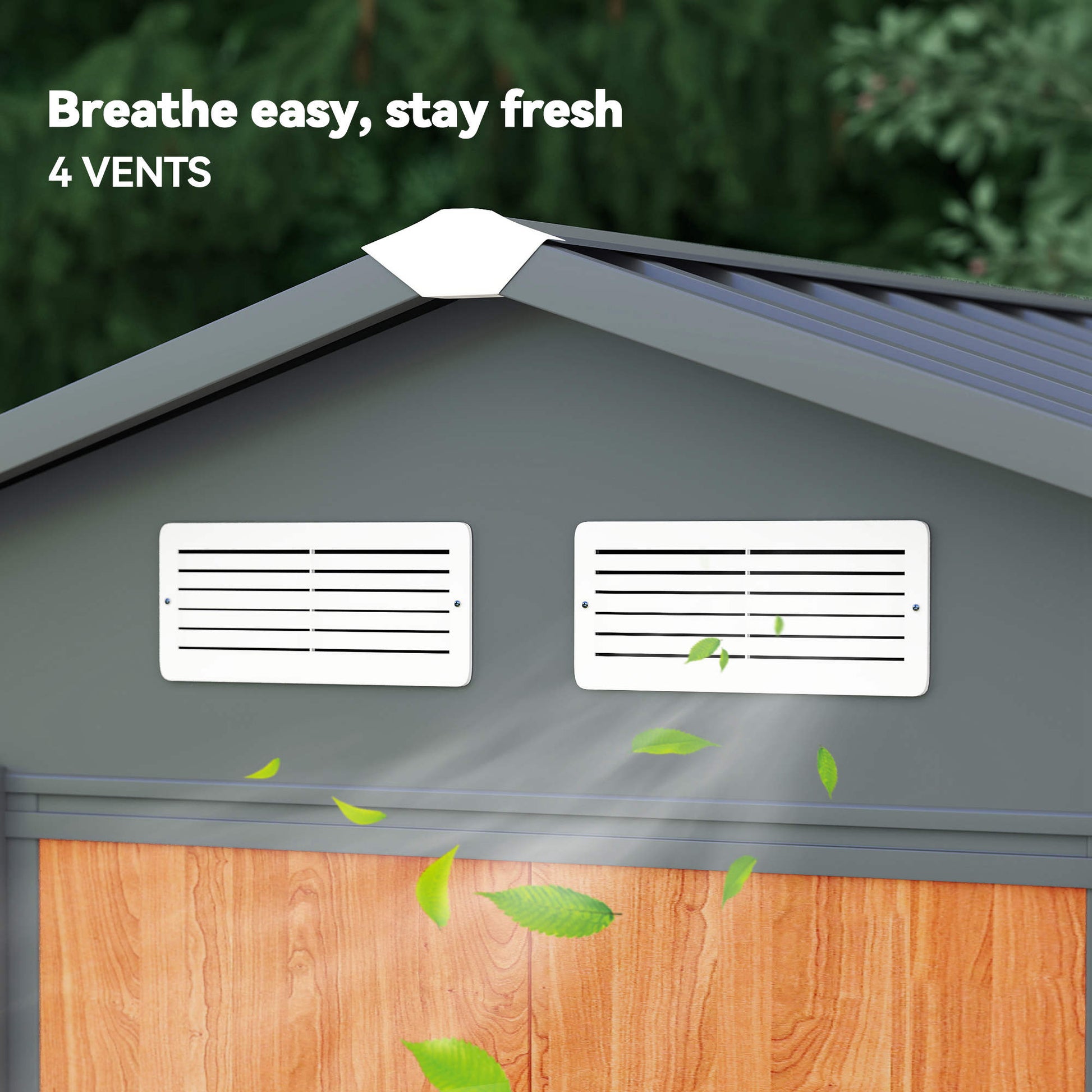 Garden Shed Tool Storage Overlap Construction Sliding Door Brown Wood Grain