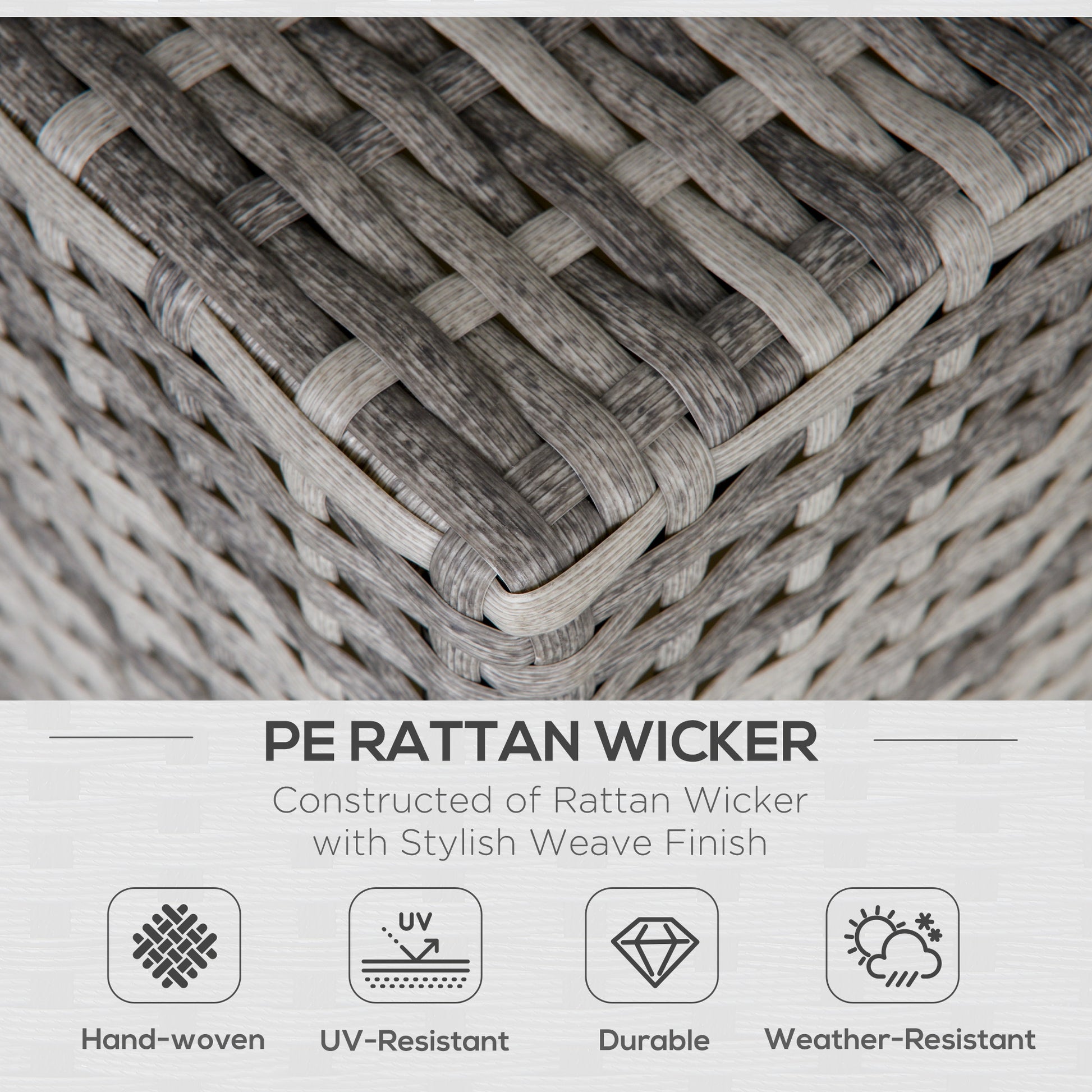 Garden Outdoor Rattan Corner Sofa,Single Sofa,Coffee Table Grey/Deep Grey