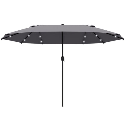4.4M Double-Sided Sun Umbrella Patio Parasol with LED Solar Lights for Garden