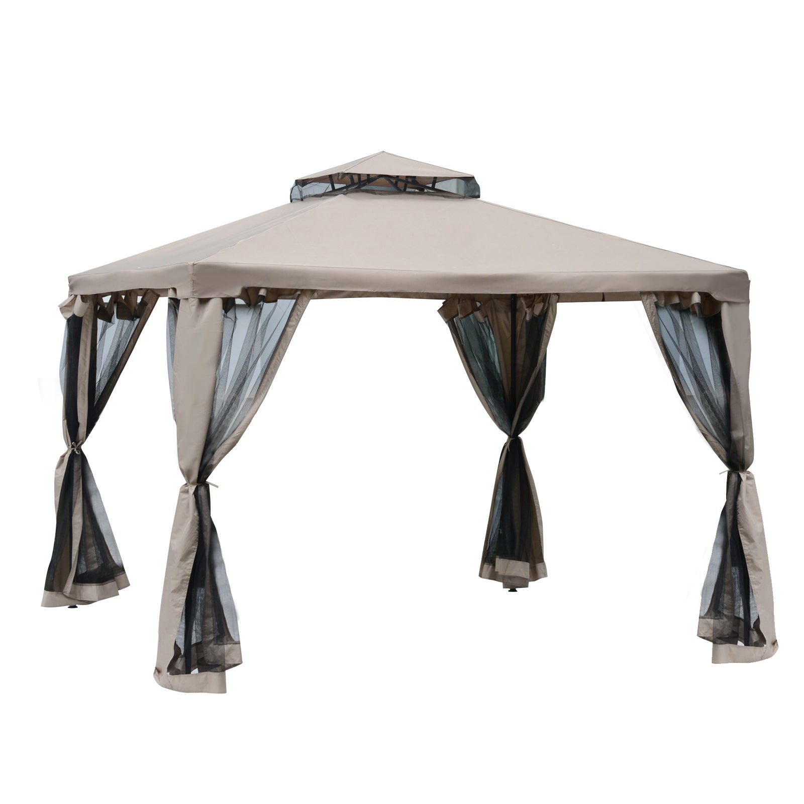 3 X 3(M) Metal Gazebo Outdoor 2-Tier Roof Marquee Party Tent with Netting
