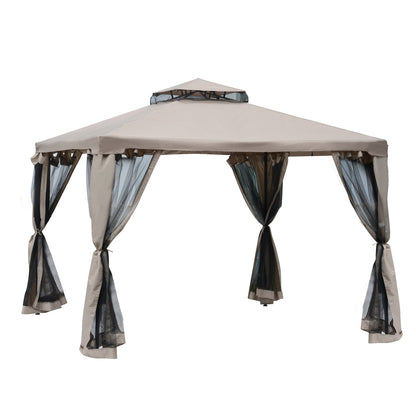 3 X 3(M) Metal Gazebo Outdoor 2-Tier Roof Marquee Party Tent with Netting