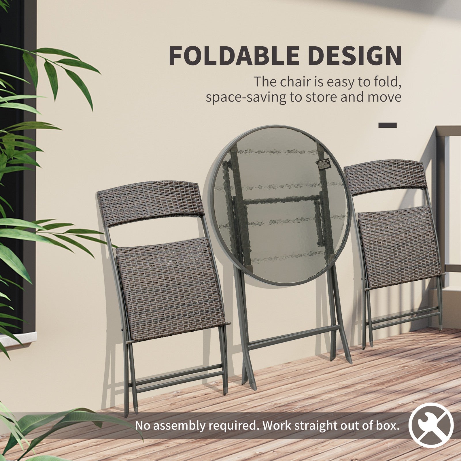 3 Pieces Bistro Set Rattan Furniture Garden Patio Square Table Steel Brown