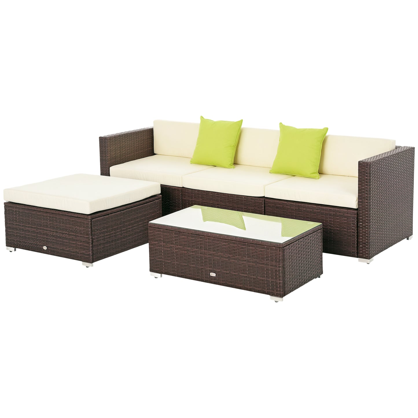 5 Pieces Rattan Sofa Set Wicker Sectional Furniture Cushion Black Brown Grey