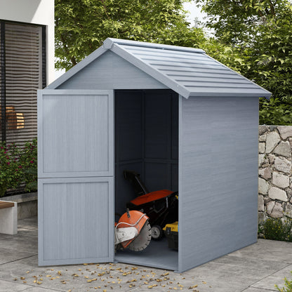 6 X 6.5FT Wooden Shed, Outdoor Storage Shed with Floor and Clear Window
