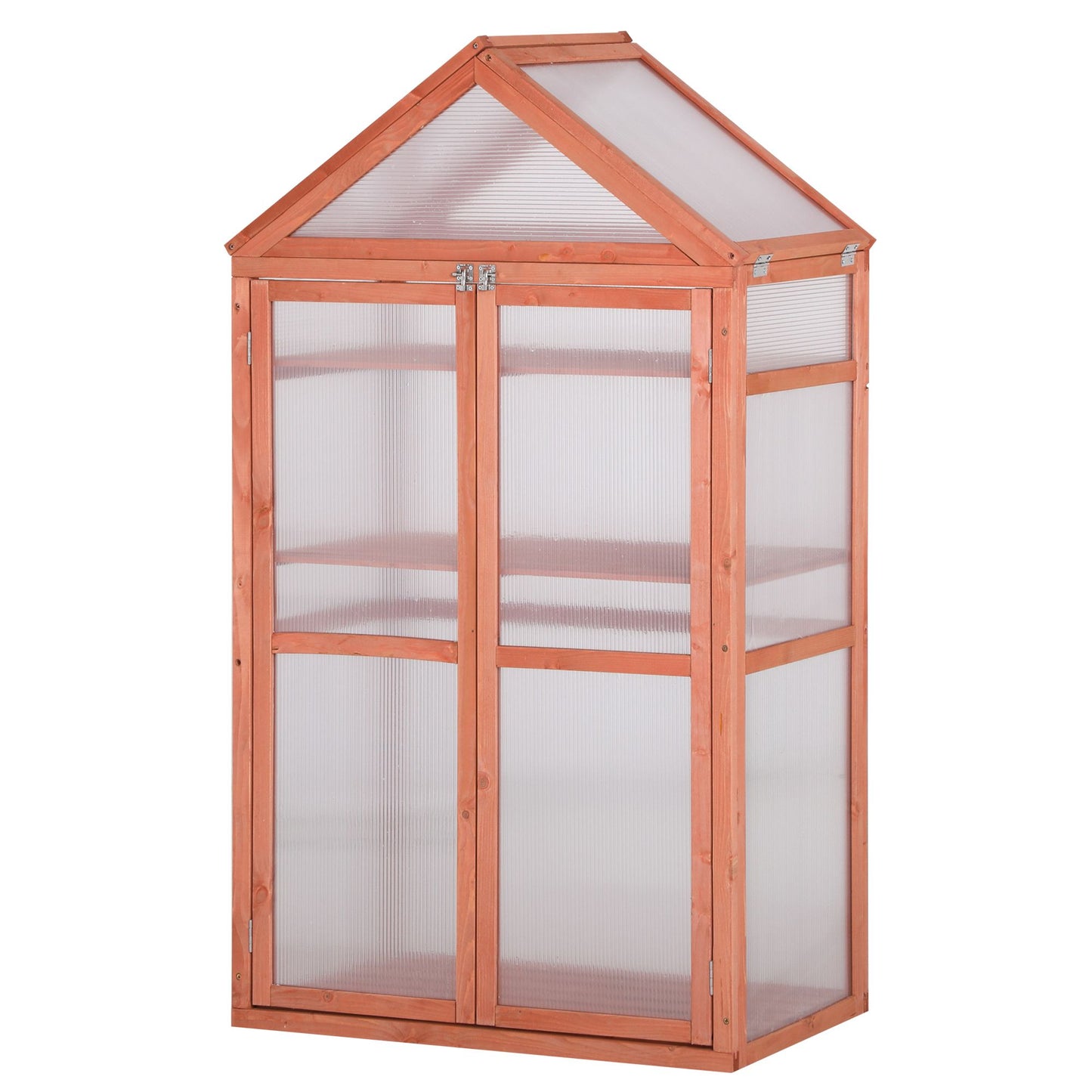 80 X 47 X 138 Cm Wooden Cold Frame Greenhouse for Plants Vegetables Flowers