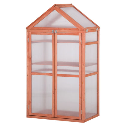 80 X 47 X 138 Cm Wooden Cold Frame Greenhouse for Plants Vegetables Flowers