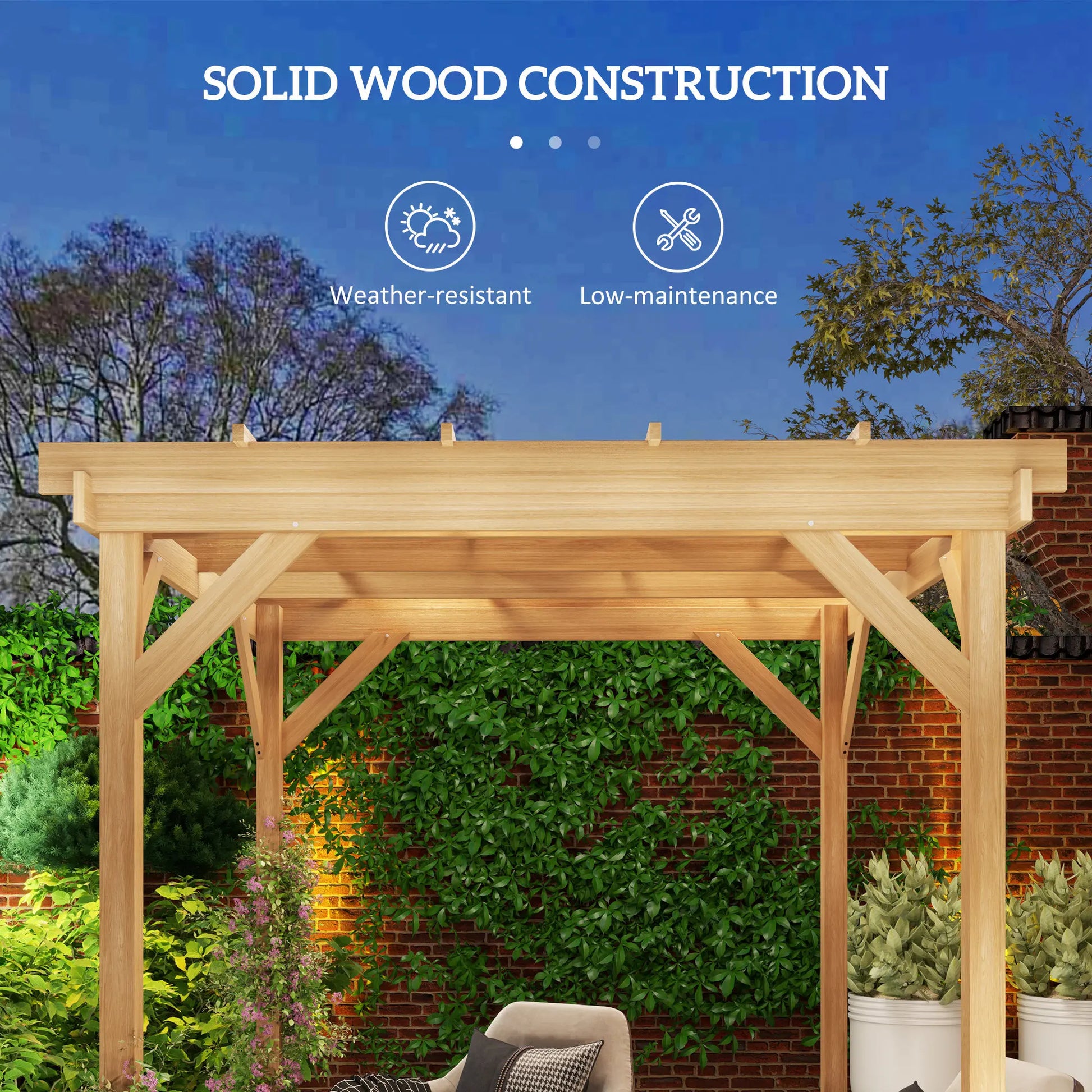 2 X 2M Wooden Pergola Kit, Decorative Garden Gazebo Shelter with Stable Structure