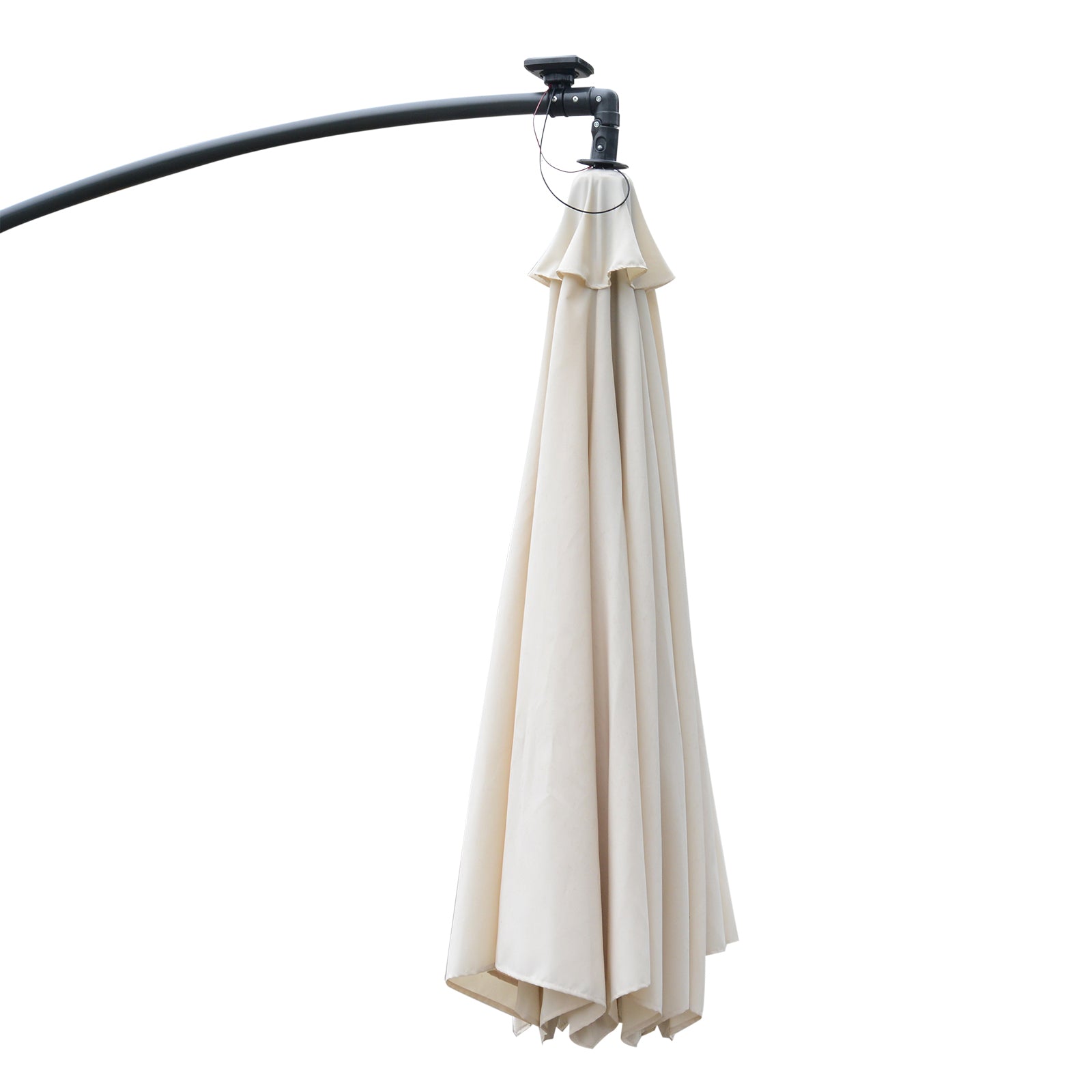 3(M) LED Patio Banana Umbrella Cantilever Parasol W/ Solar Lights Crank Handle