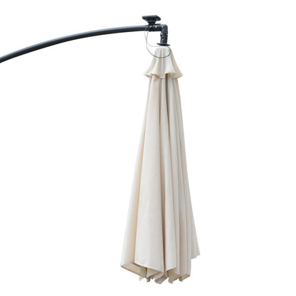 3(M) LED Patio Banana Umbrella Cantilever Parasol W/ Solar Lights Crank Handle