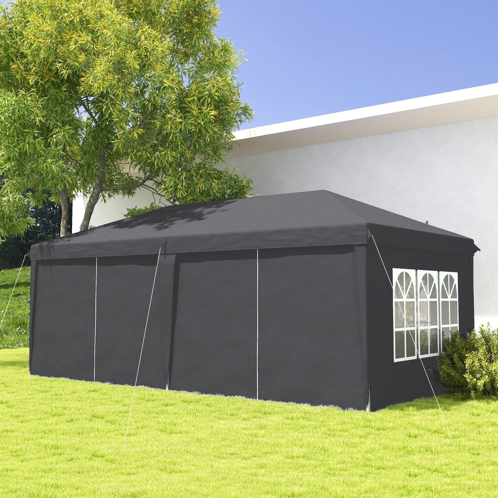Outsunny 3 X 6M Pop up Gazebo Height Adjustable Party Tent W/ Storage Bag Grey