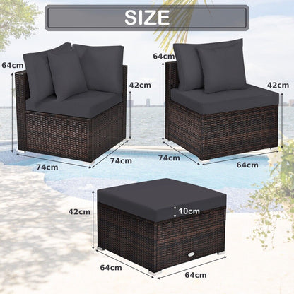 4 PCS Rattan Patio Conversation Set Outdoor Furniture Sofa Set W/ Coffee Table