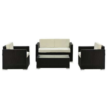 4 Pieces Rattan Sofa Set Chair Seat Furniture Patio Wicker Steel Black Garden