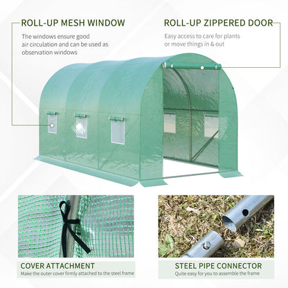 Greenhouse Polytunnel Flower Walk-In Shed Growing Steel Outdoor W/ Zipped Door