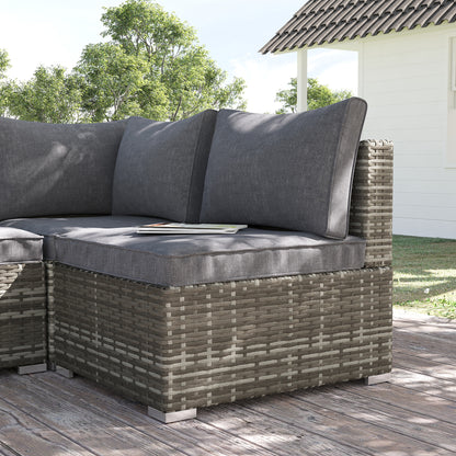 Garden Outdoor Rattan Corner Sofa,Single Sofa,Coffee Table Grey/Deep Grey
